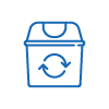 pictograma de um caixote do lixo com o símbolo de renovar
