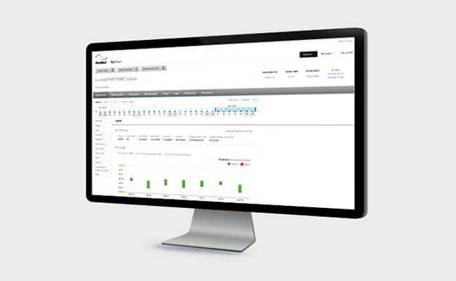 Sistema de gestão de doentes AirView num ecrã de computador